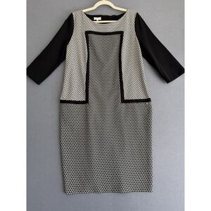 Escada‎ Sport Dress Women L/42 Black White Modern Career 3/4 Sleeve Retro Modest